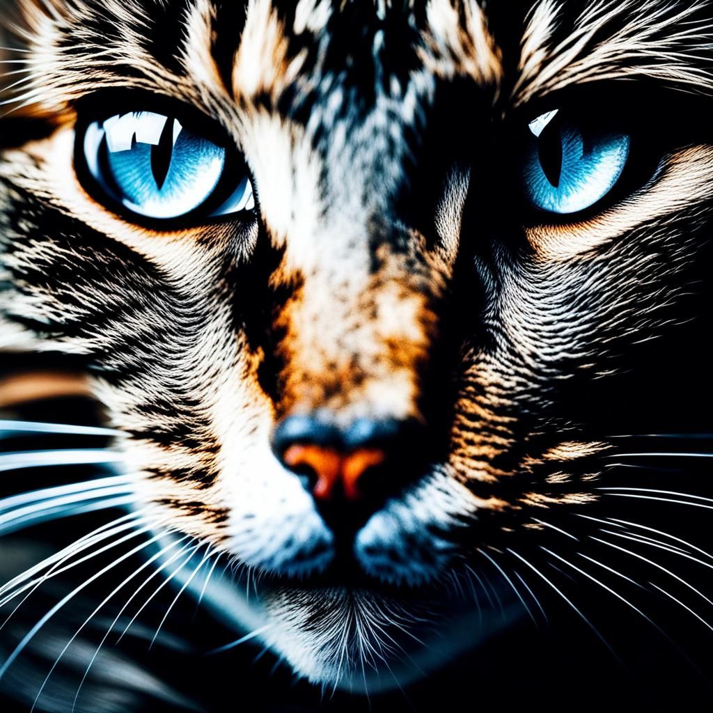 Detailed Stippling Cat Portrait in Jewel Tones