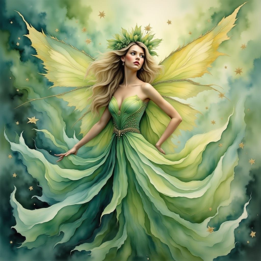 Titania Queen of Fairies in Watercolour Impressionism