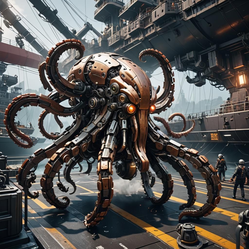 Robotic Octopus Attacks Ship in Sci-Fi Epic