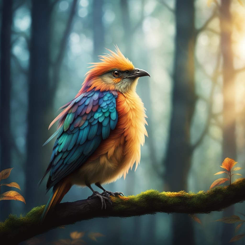 Glowing Spirit Bird in Whimsical Watercolor