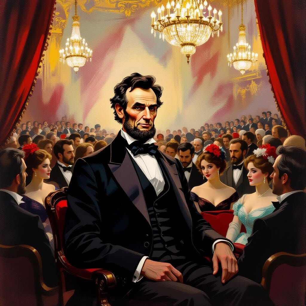Lincoln at the Opera House in Dramatic Style