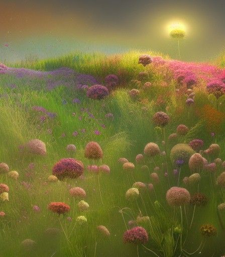 Ethereal Flower Meadow in Dreamcore Style