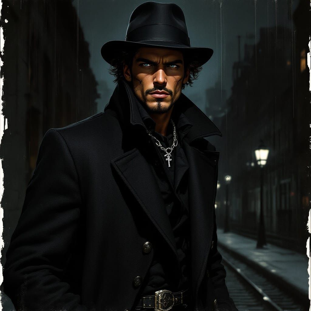 Esoteric Detective in Neo-Noir Comic Art Style