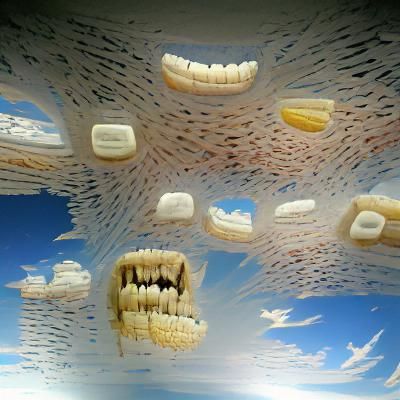Surreal Sky Made of Teeth and Gums