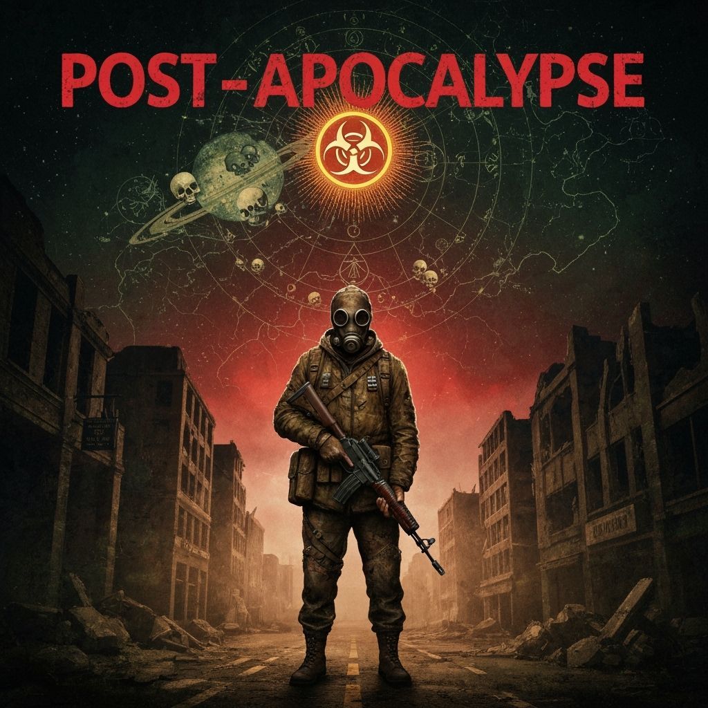 Post-Apocalyptic Figure on Ruined City Street