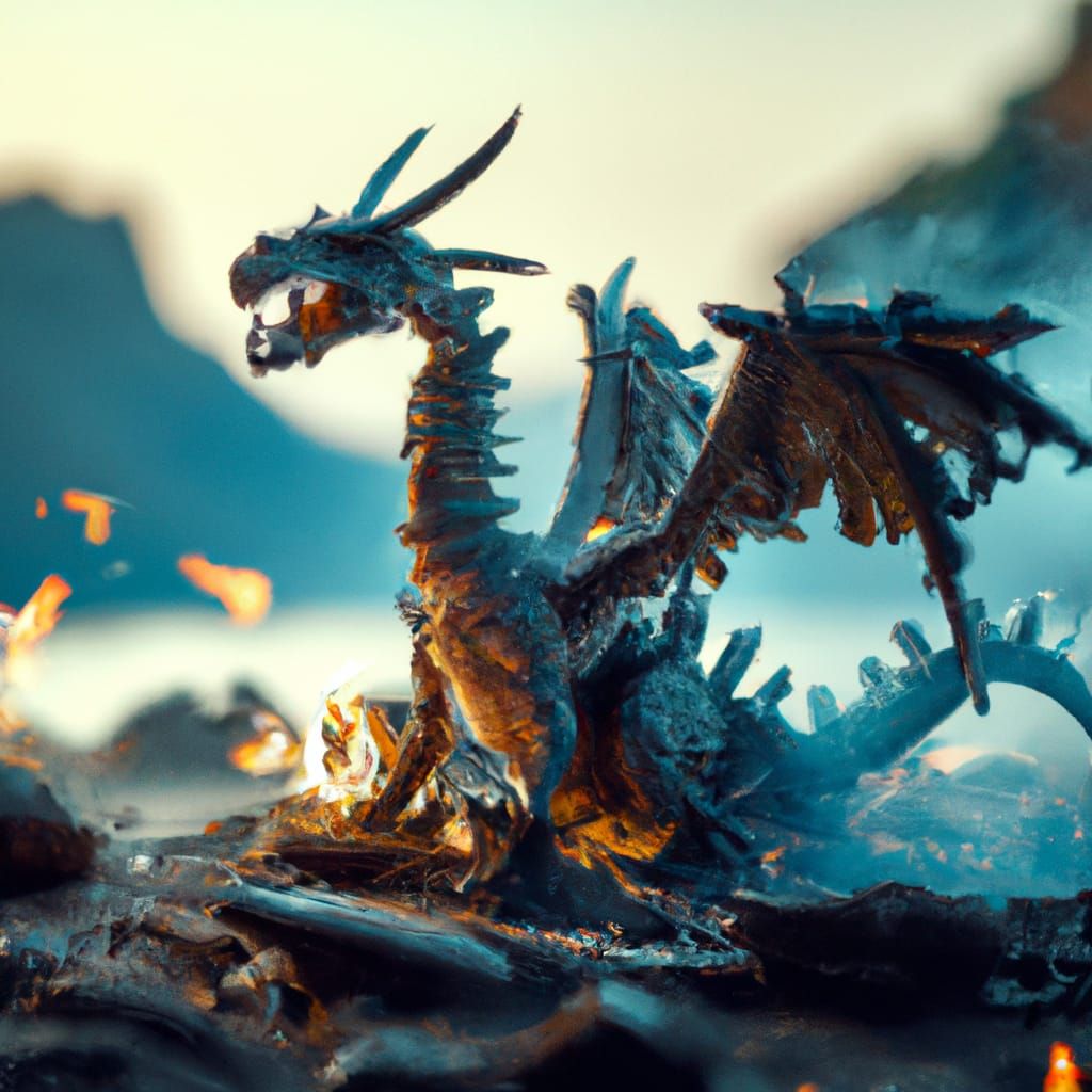 Fiery Dragon Form Worshipped in Dark Cinematic Style