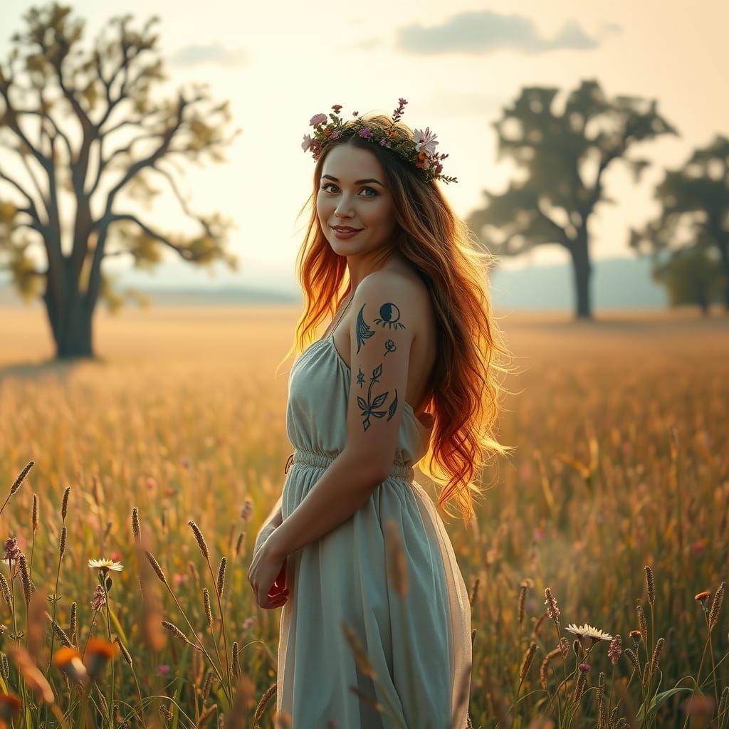 Harmonious Woman Portrait in Hyper-Realistic Digital Art