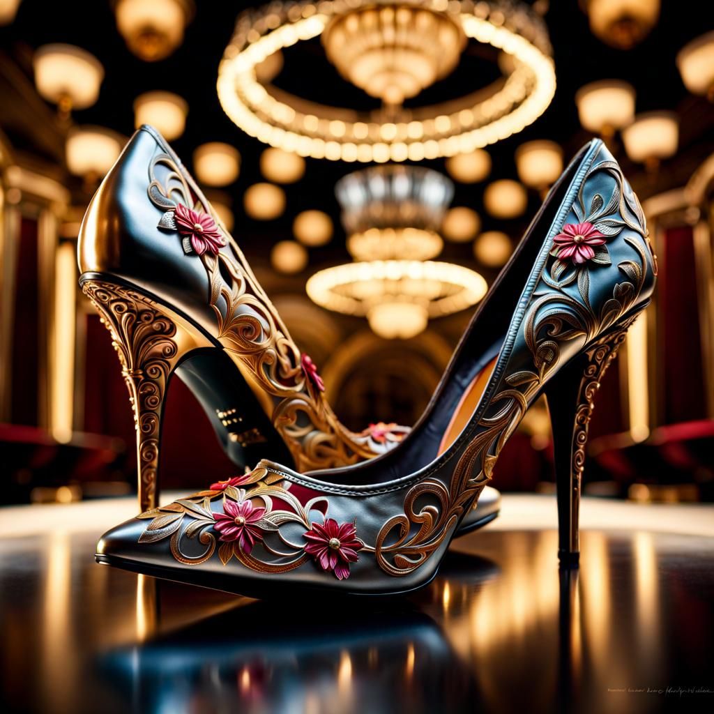 Exquisite High Heel Shoes in Hyperrealistic Style