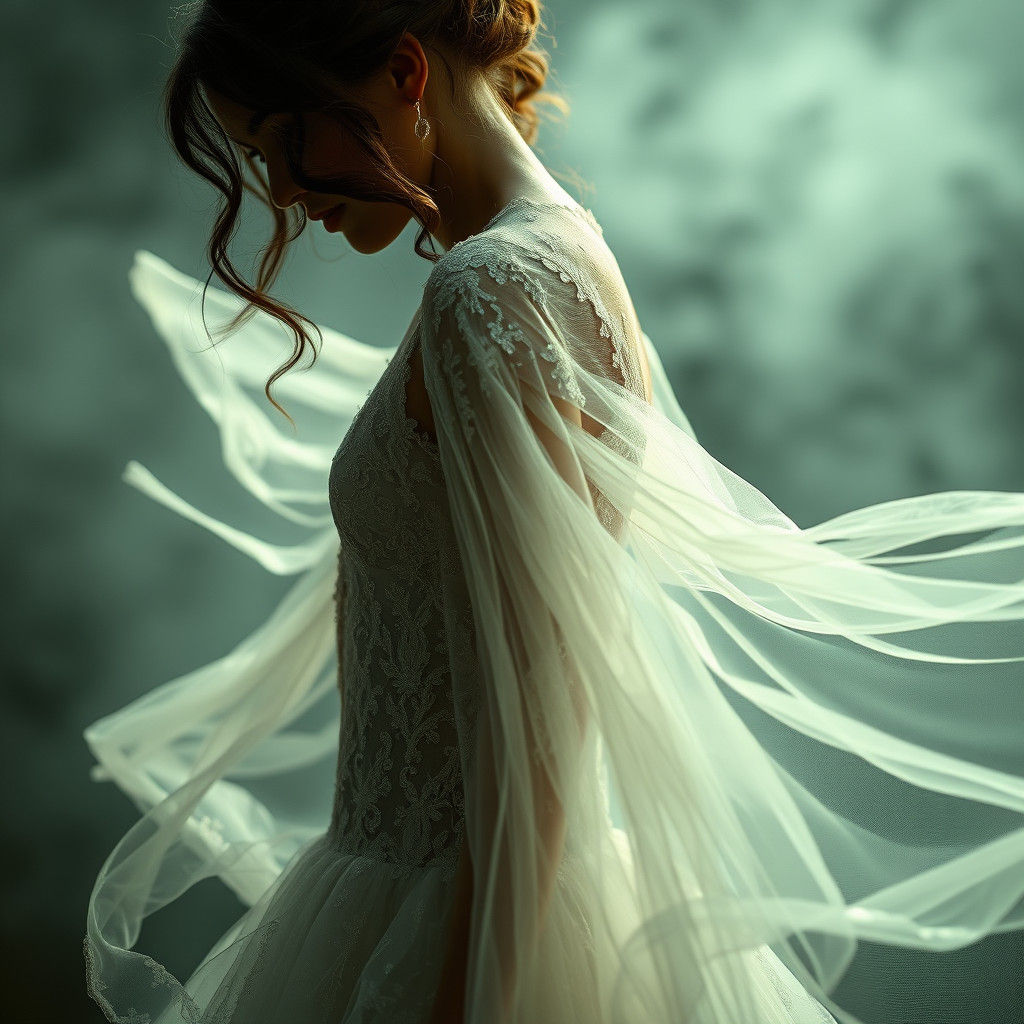 Gossamer Wedding Gown in Hyperrealistic Style