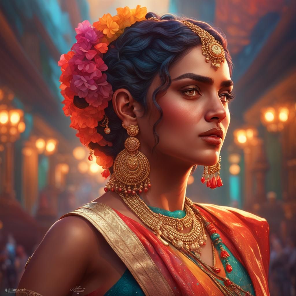 Exotic Dancer Portrait in Hyperdetailed Style