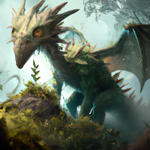 Moss Dragon in Epic Digital Matte Painting