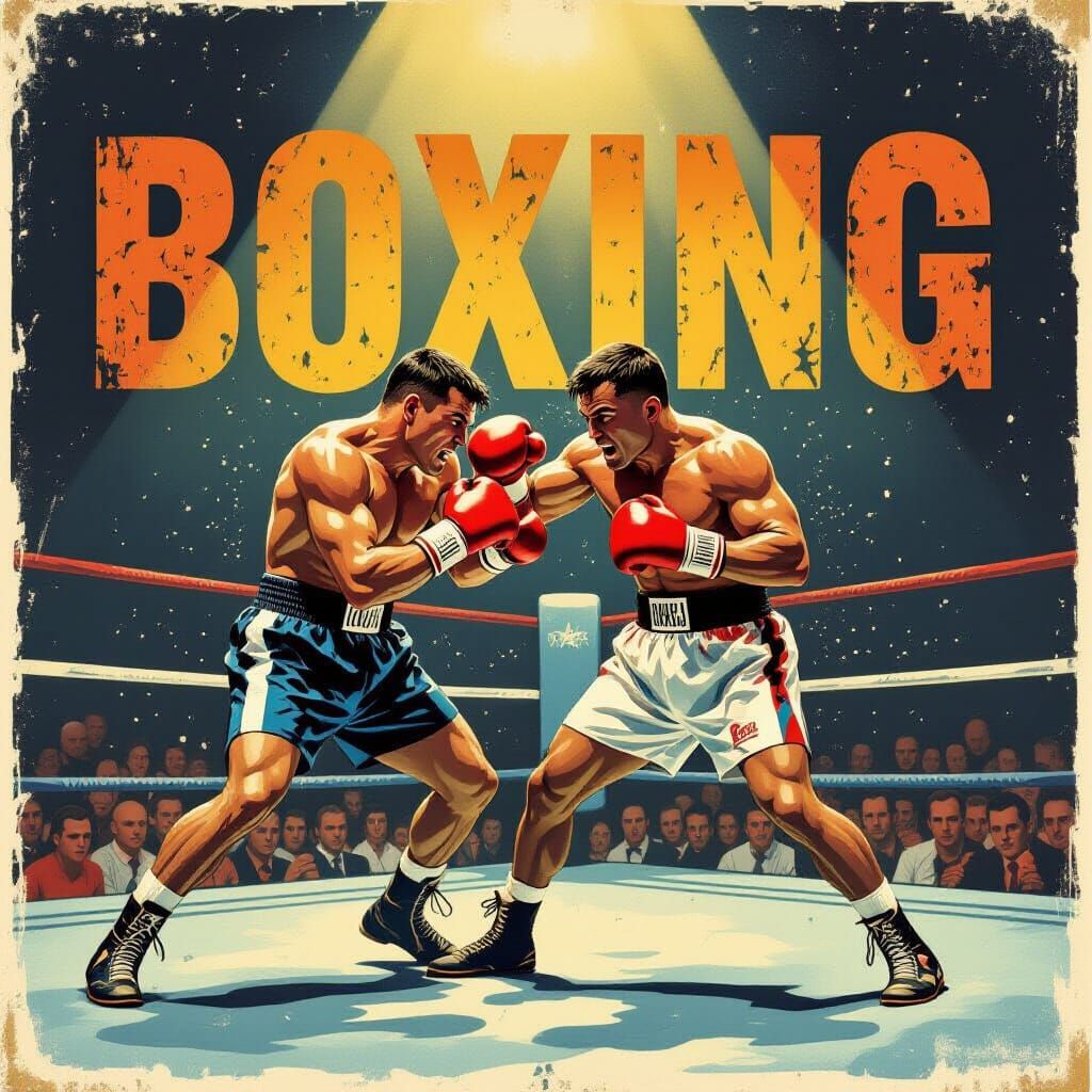 Vintage Boxing Match Poster in Propaganda Style