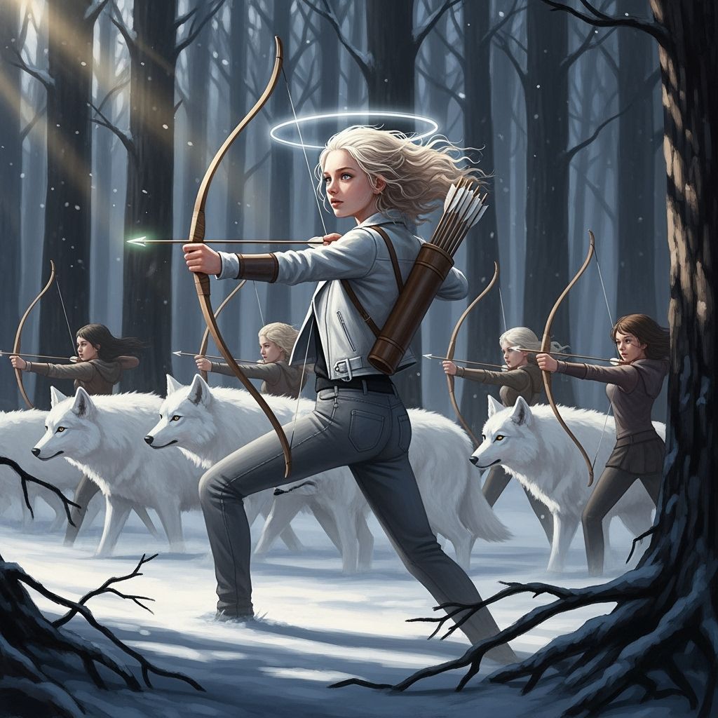 Teen Archer in Snow Forest, Digital Art