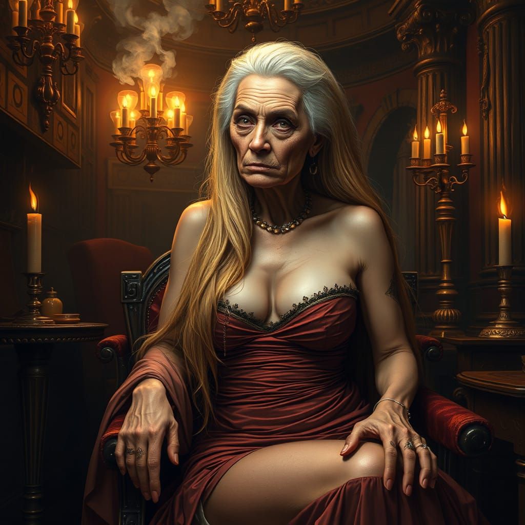 Regal Courtesan in Elaborate Makeup, Inspired by Caravaggio'...