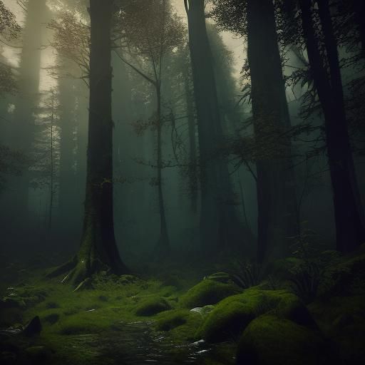 Forest with morning fog