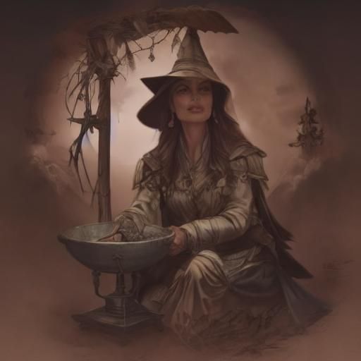 Angelina Jolie as Young Witch Brewing Potion