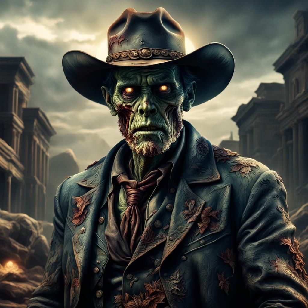 Zombie Cowboy Portrait in Renaissance Style