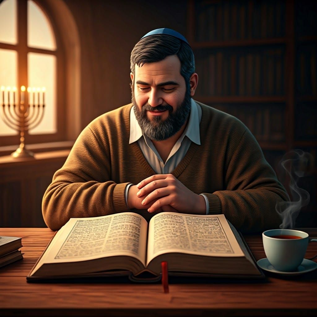Torah Scholar in Warm Study Light