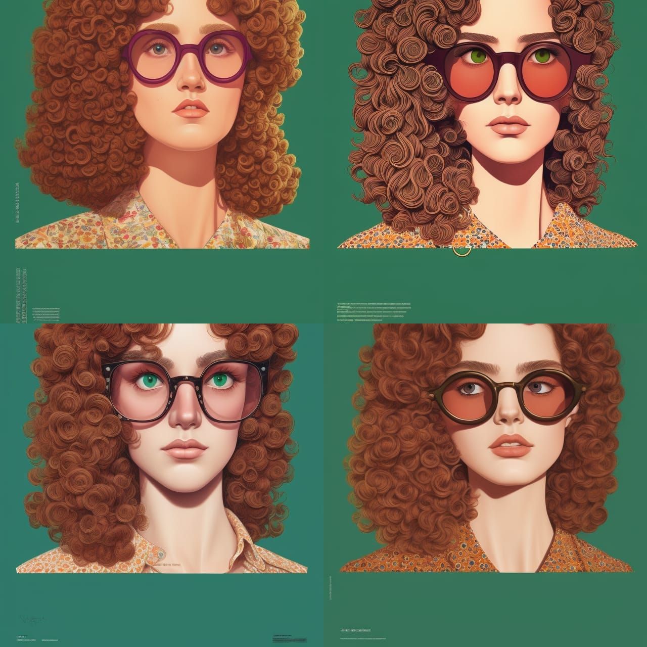 Redhead with Freckles: A 70s-Style Digital Portrait