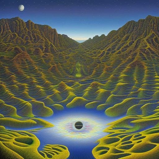 Surreal Alien Landscape with Fractal Iridescence
