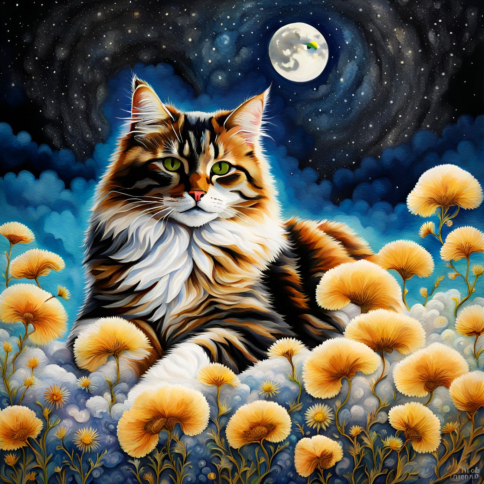 Cat Flowers desert flowers super bloom superbloom Ink waterc...