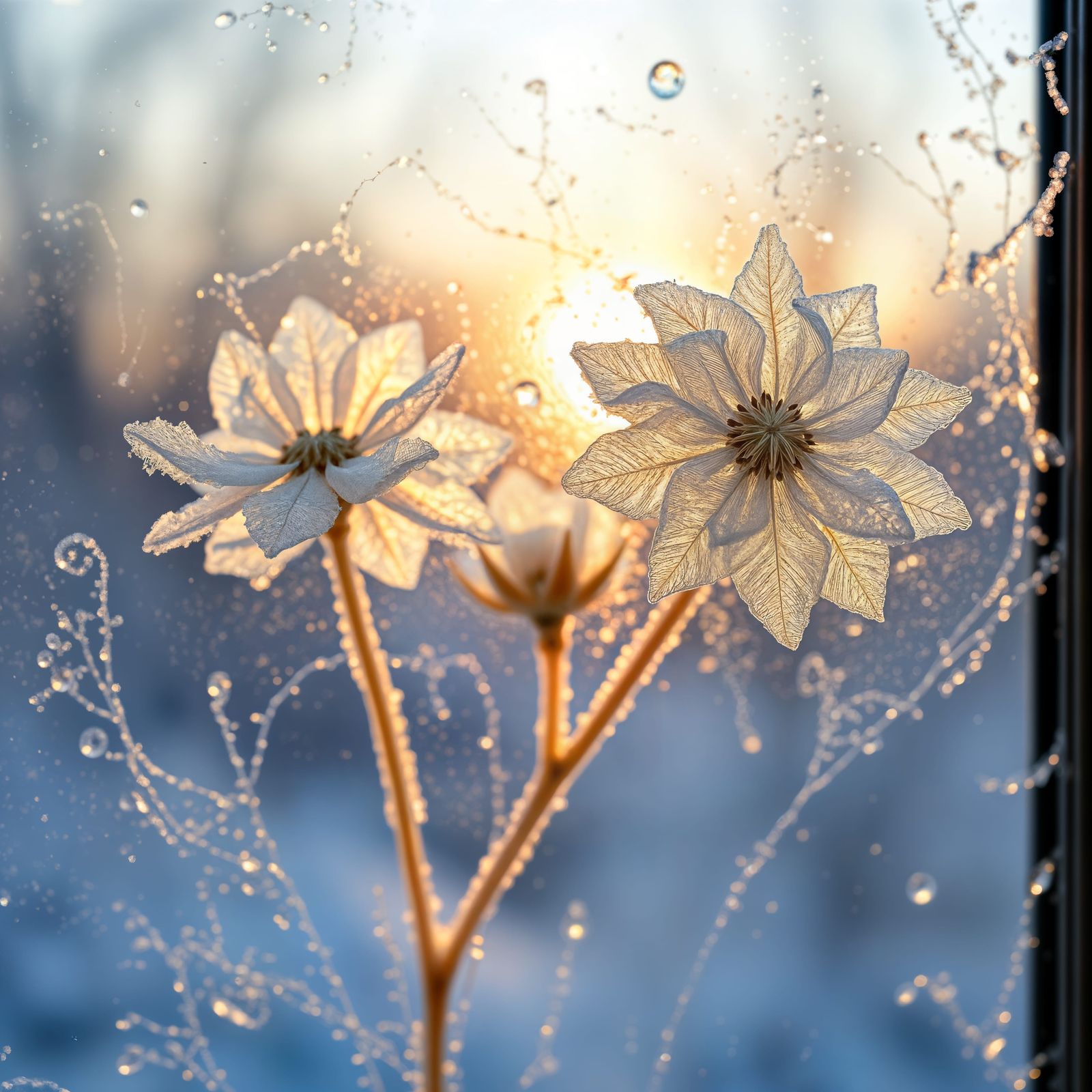 Delicate Frost Flowers Ice Formation