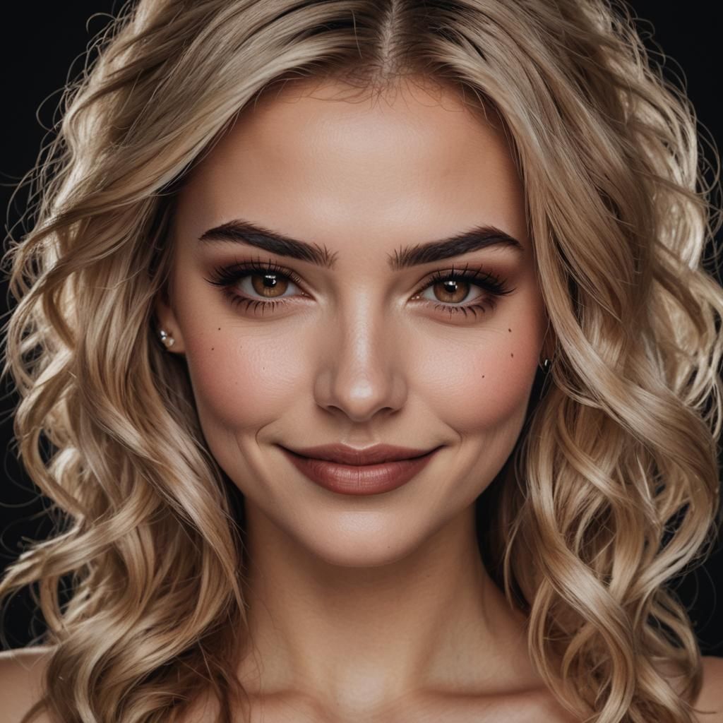 Glamour Portrait of a Woman with a Mysterious Smile