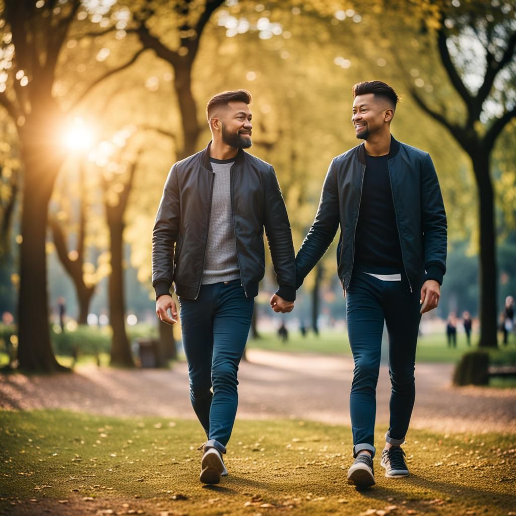Gay Couple Walking in Park: Professional Photography