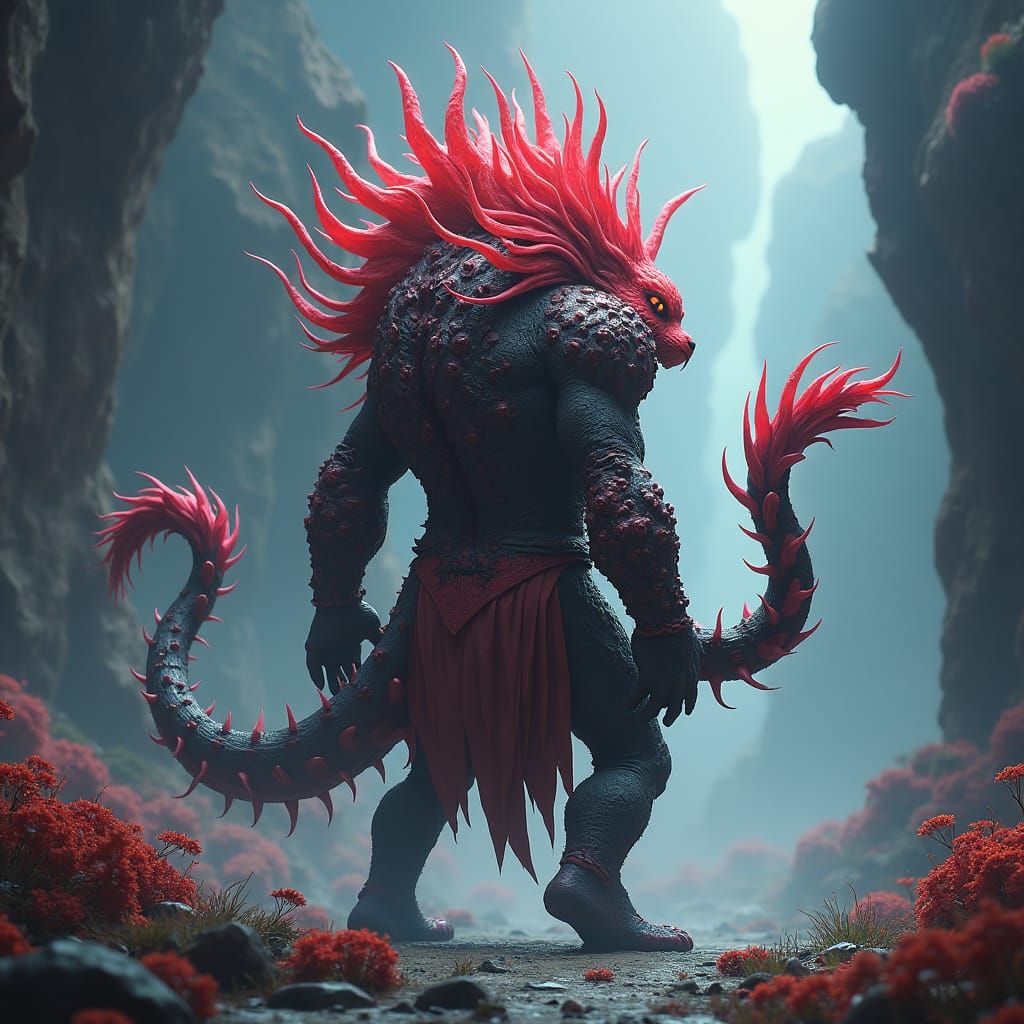 Fantastical Detailed Matte Painting of Hunchback Figure