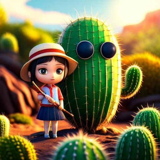 Cute Cactus Character in Vibrant 3D Render