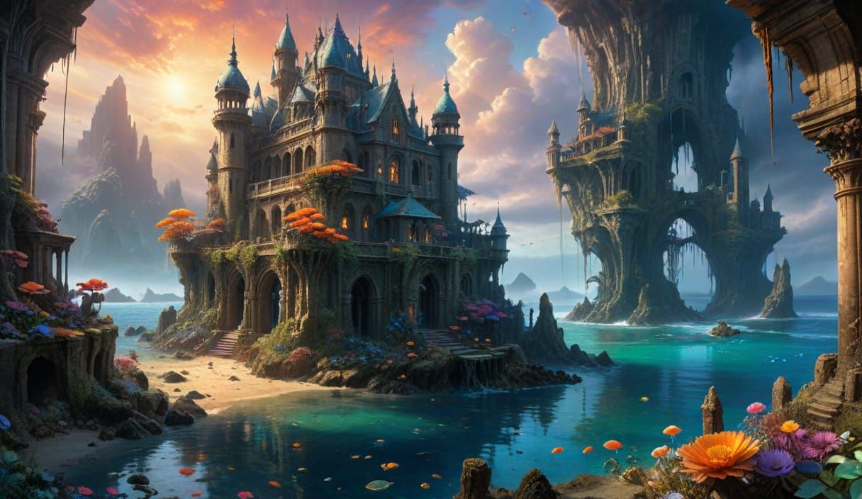 Underwater Fantasy Metropolis in Whimsical Colors
