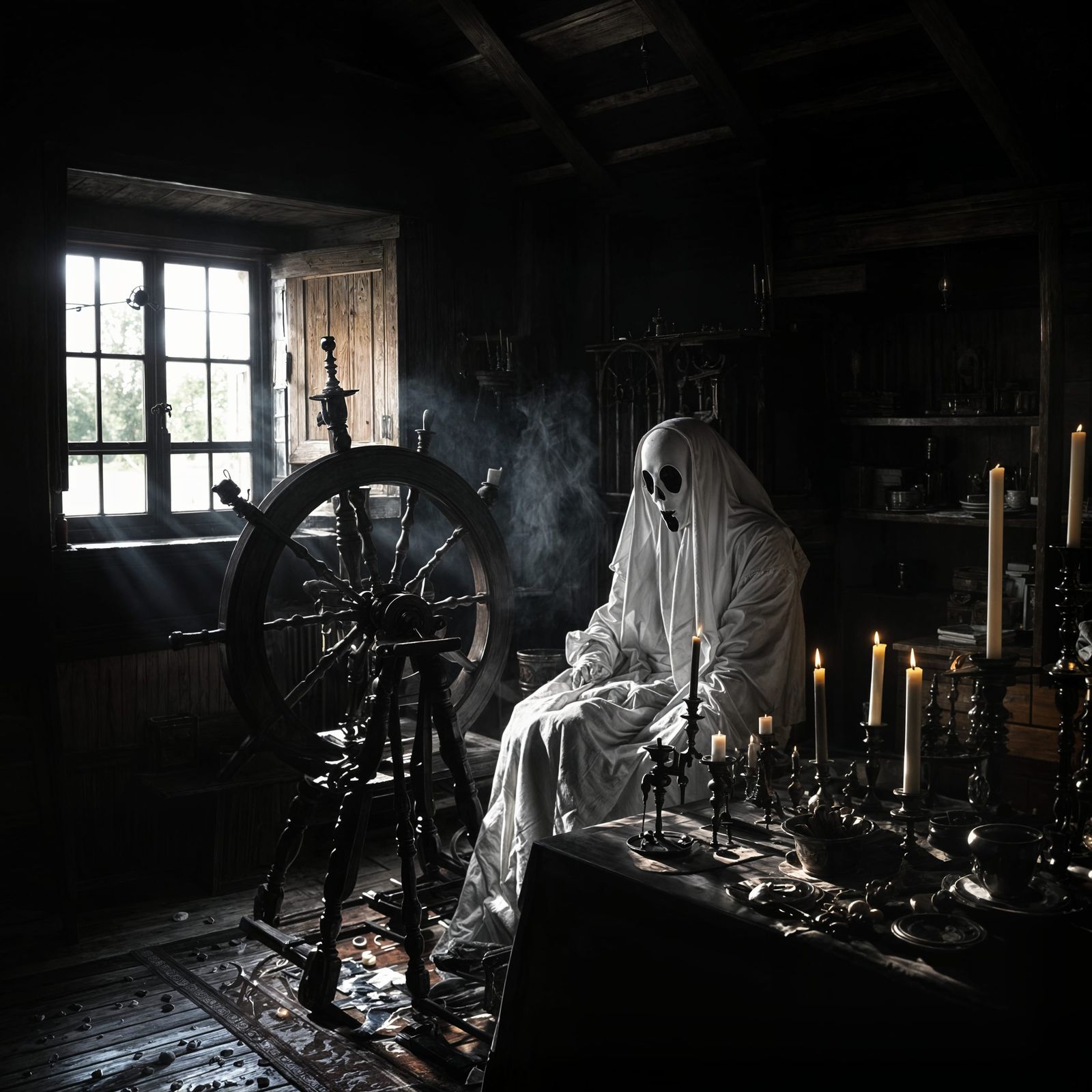 Ethereal 19th Century Ghost Spins in Early Morning Farmhouse