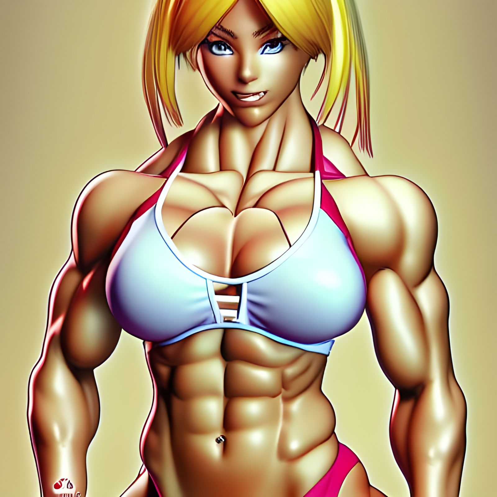 Capcom-Style Female Bodybuilder Illustration