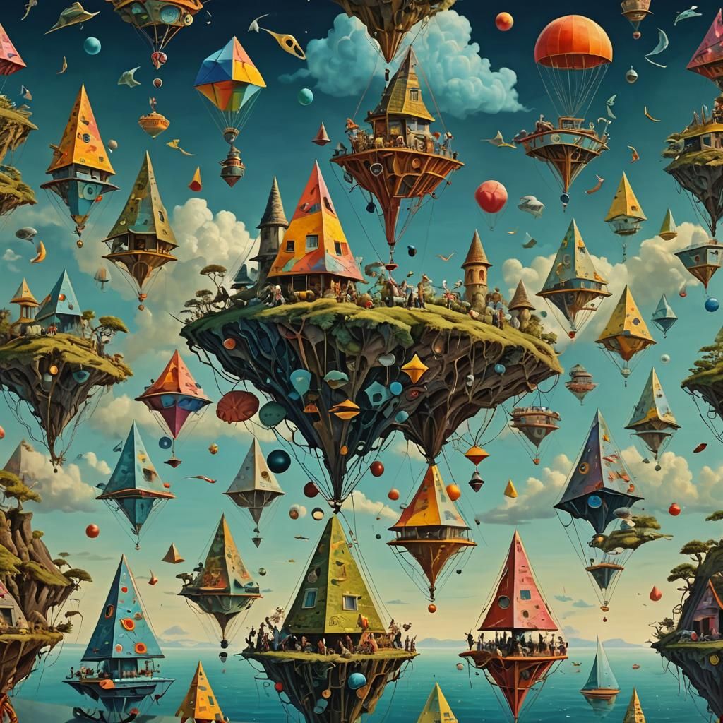 Surreal Wheeled Creatures in Dreamlike Display