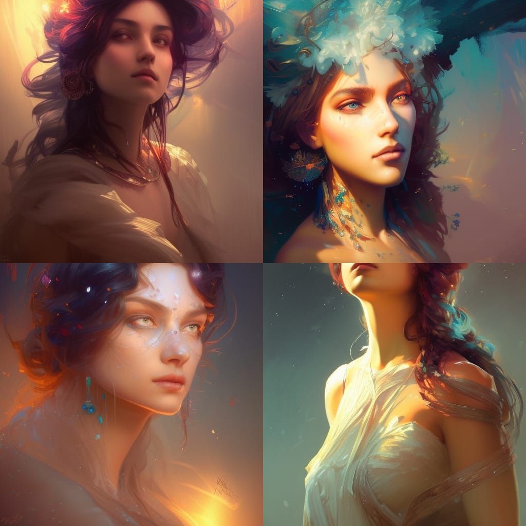 Crystalline Gypsy: Dark Fantasy Portrait in Art Nouveau Styl...