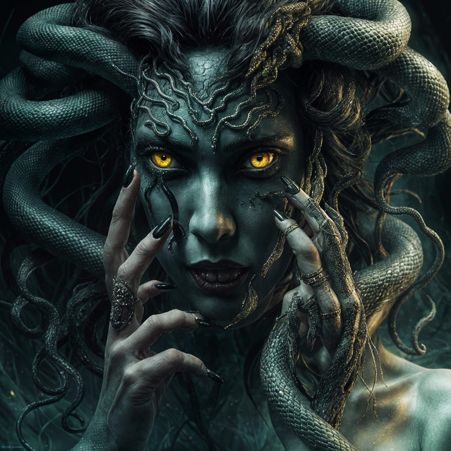 Terrifying Medusa About to Turn Victim to Stone