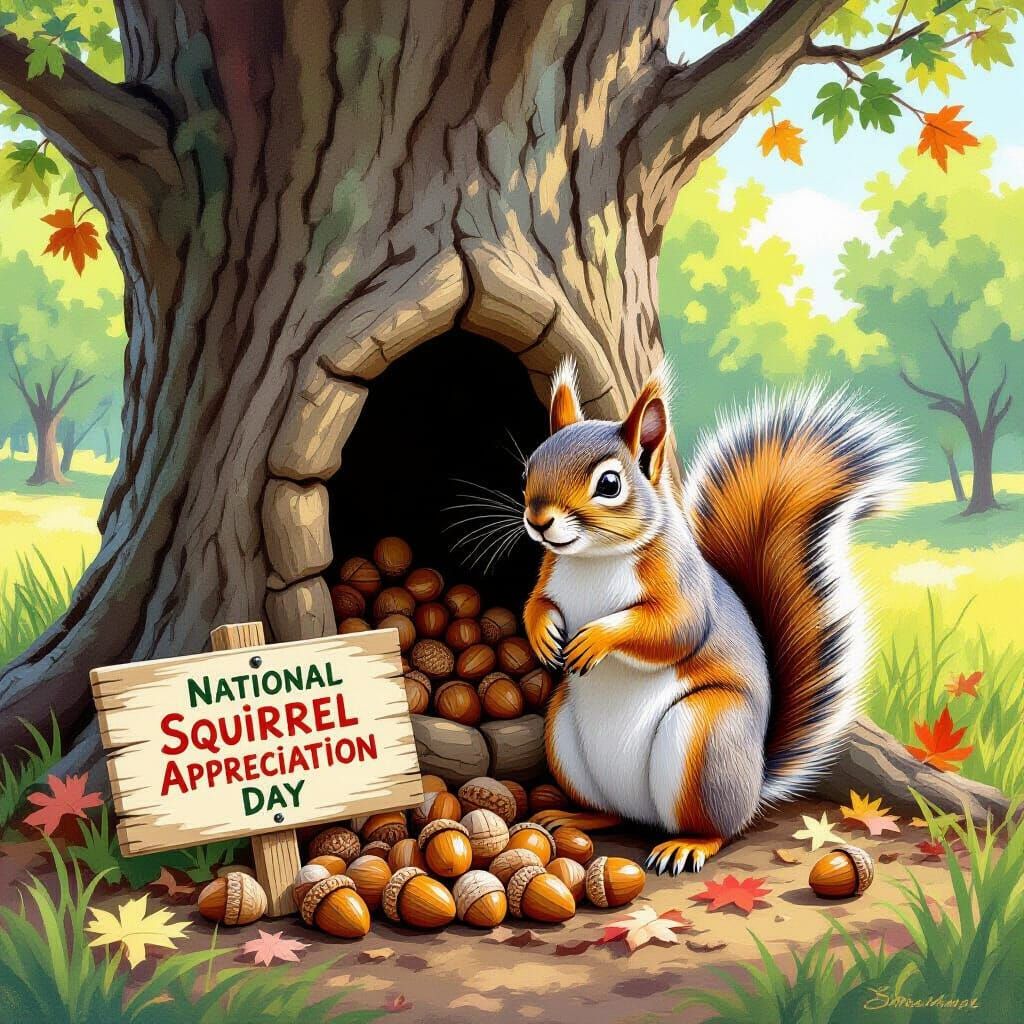 Cute Squirrel by Tree Home on National Squirrel Day