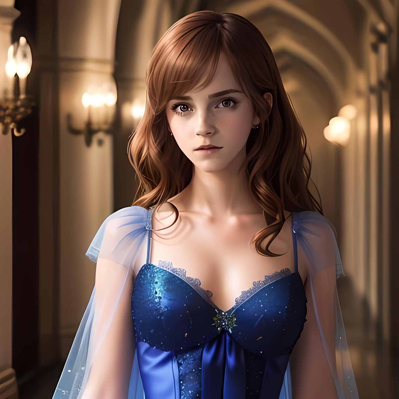 Hermione Granger in Sparkling Castle Corridor