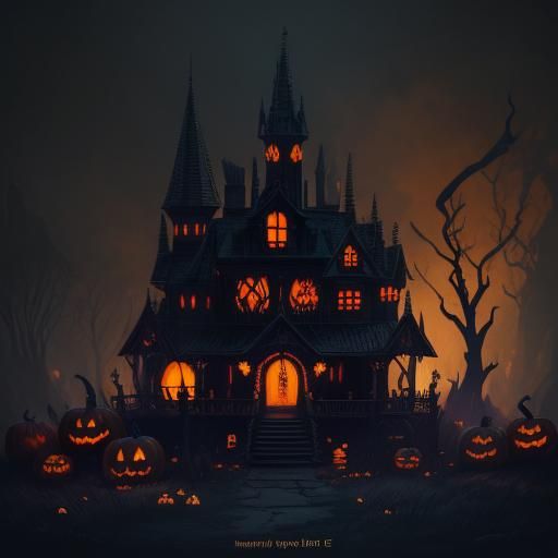 Grinch Stealing Halloween Decorations in Dark Fantasy Art