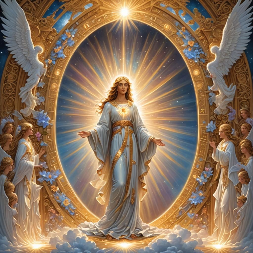 Shimmering Portal of Light with Angels