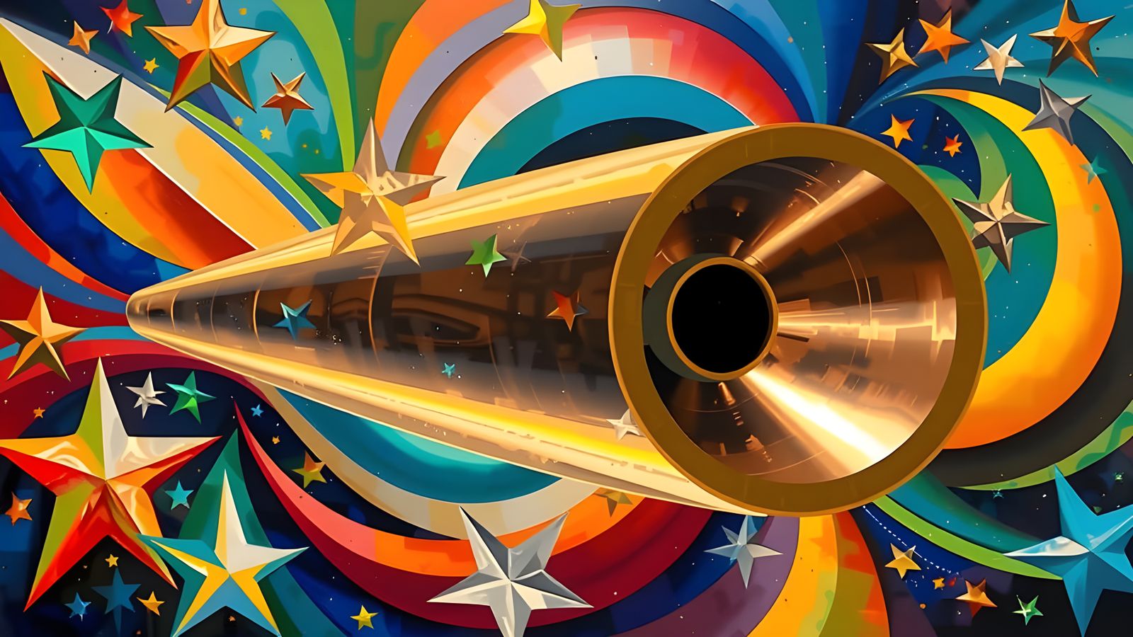 Resplendent Copper-Gold Mirror in Cosmic Vortex