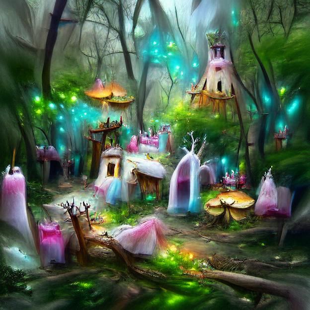 Magical Fairy Village in Mystical Forest