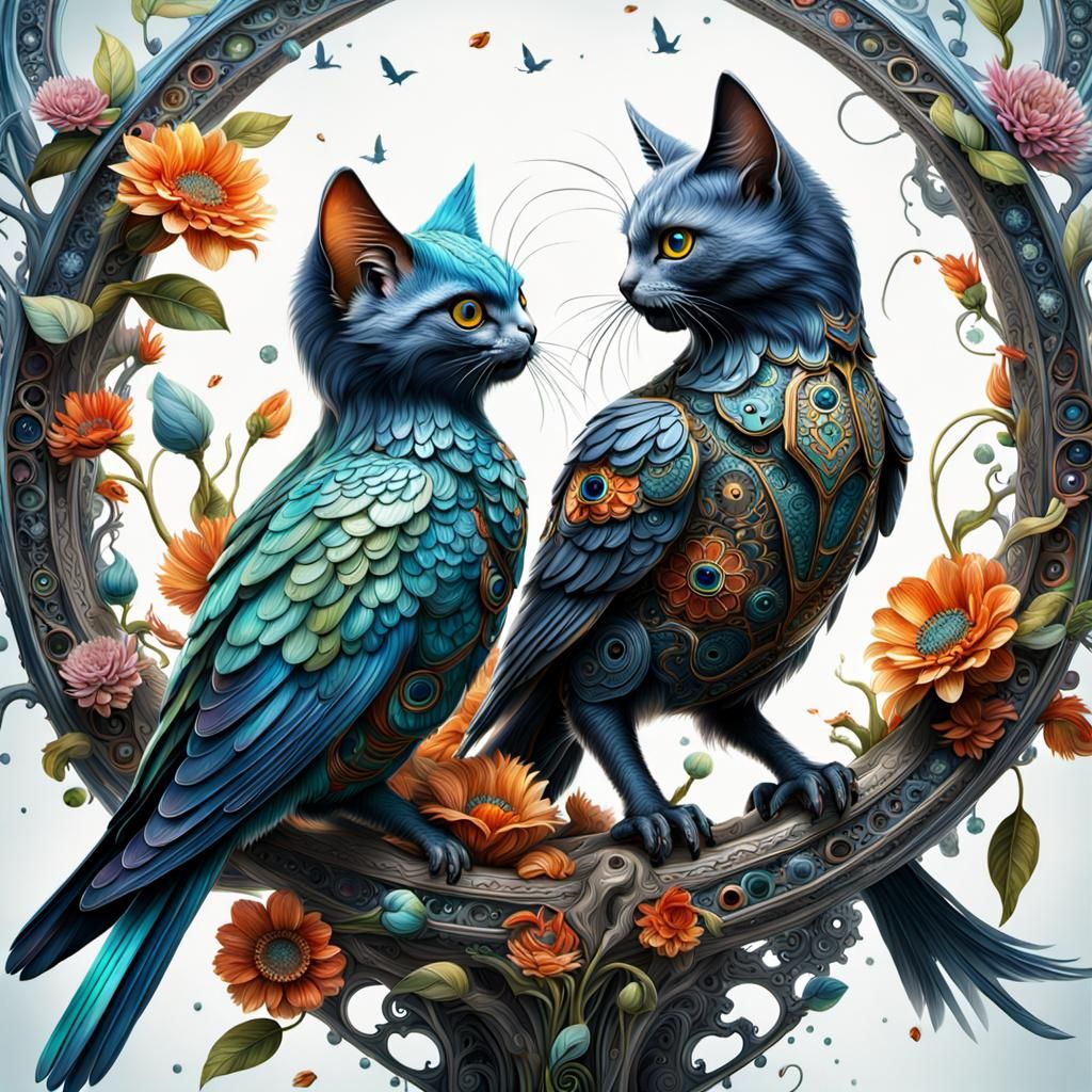 Hybrid Bird Kitten Fusion in Fantasy CGI Style