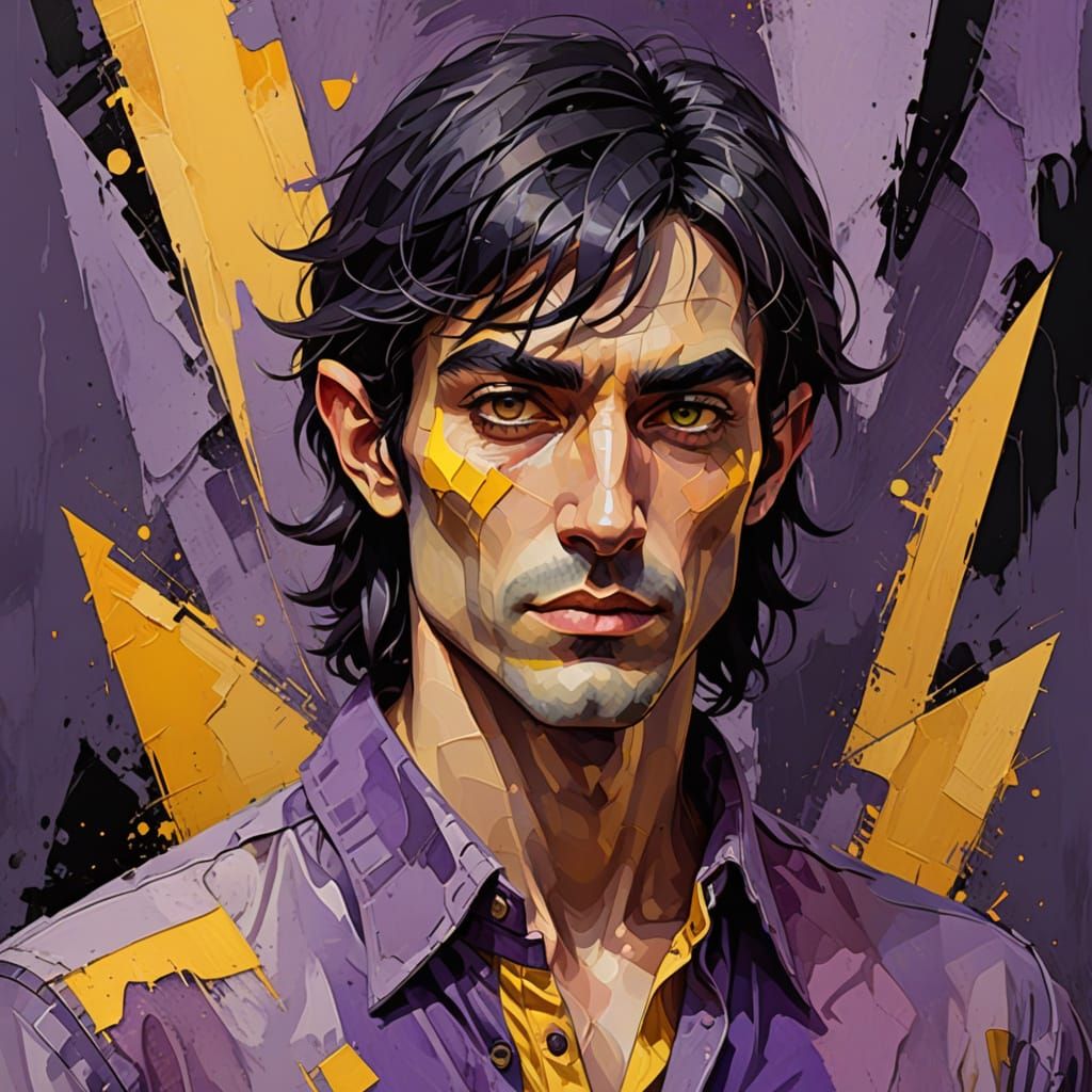 Half-Elf Paladin Portrait in Abstract Vector Art Style