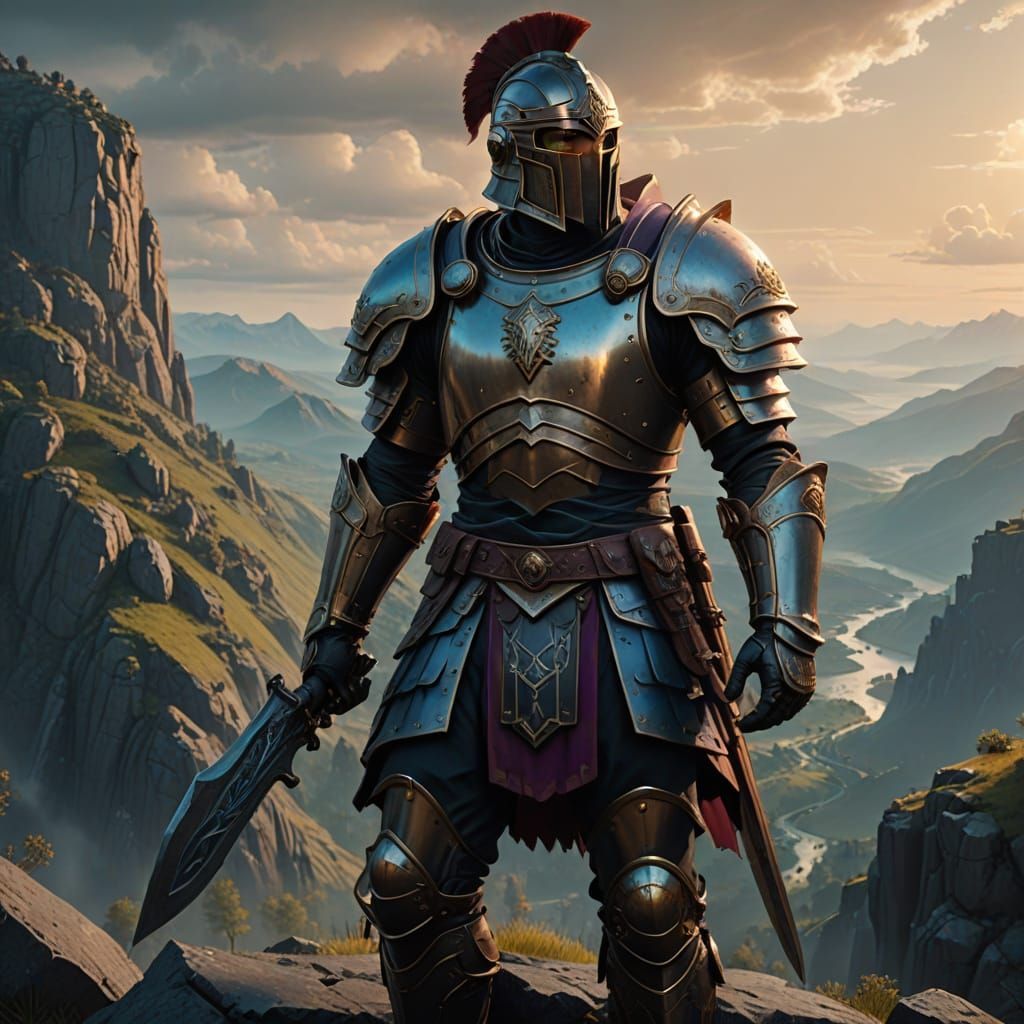 Heroic Roman Centurion in Golden Armor