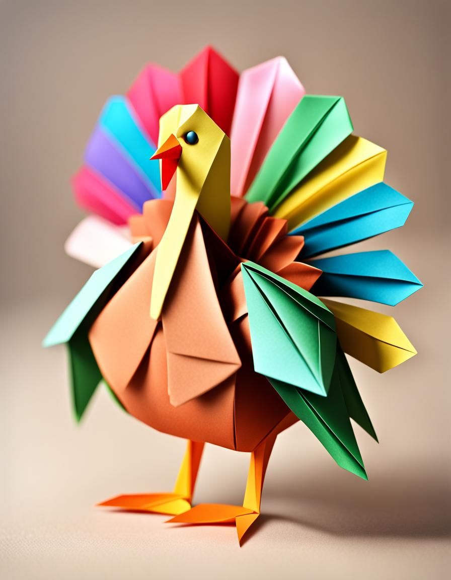 Cute Origami Turkey Papercraft in 8K