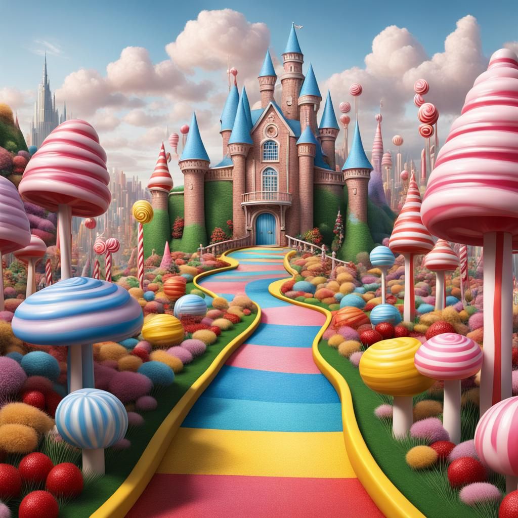 Elegant Candyland Kingdom in Animated Vogue Style