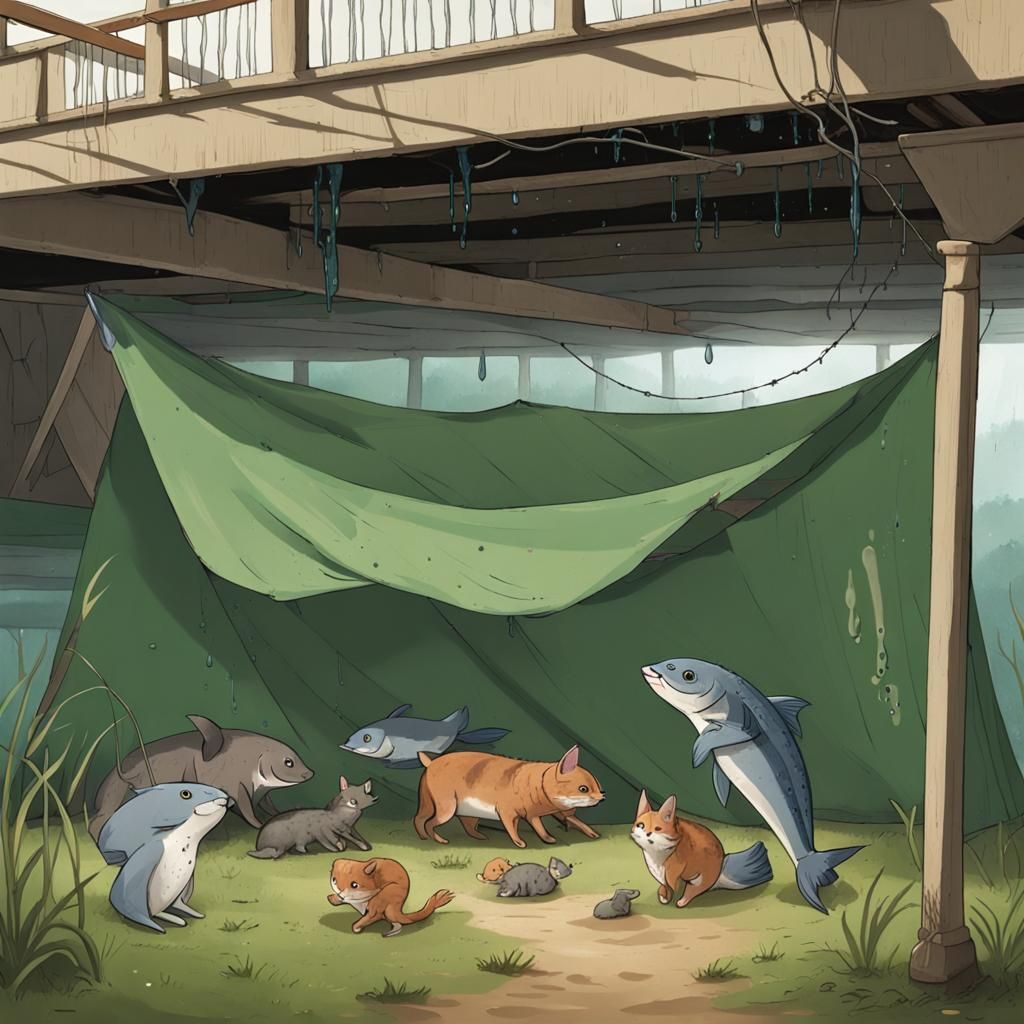 Melancholic Scene Under the Bridge