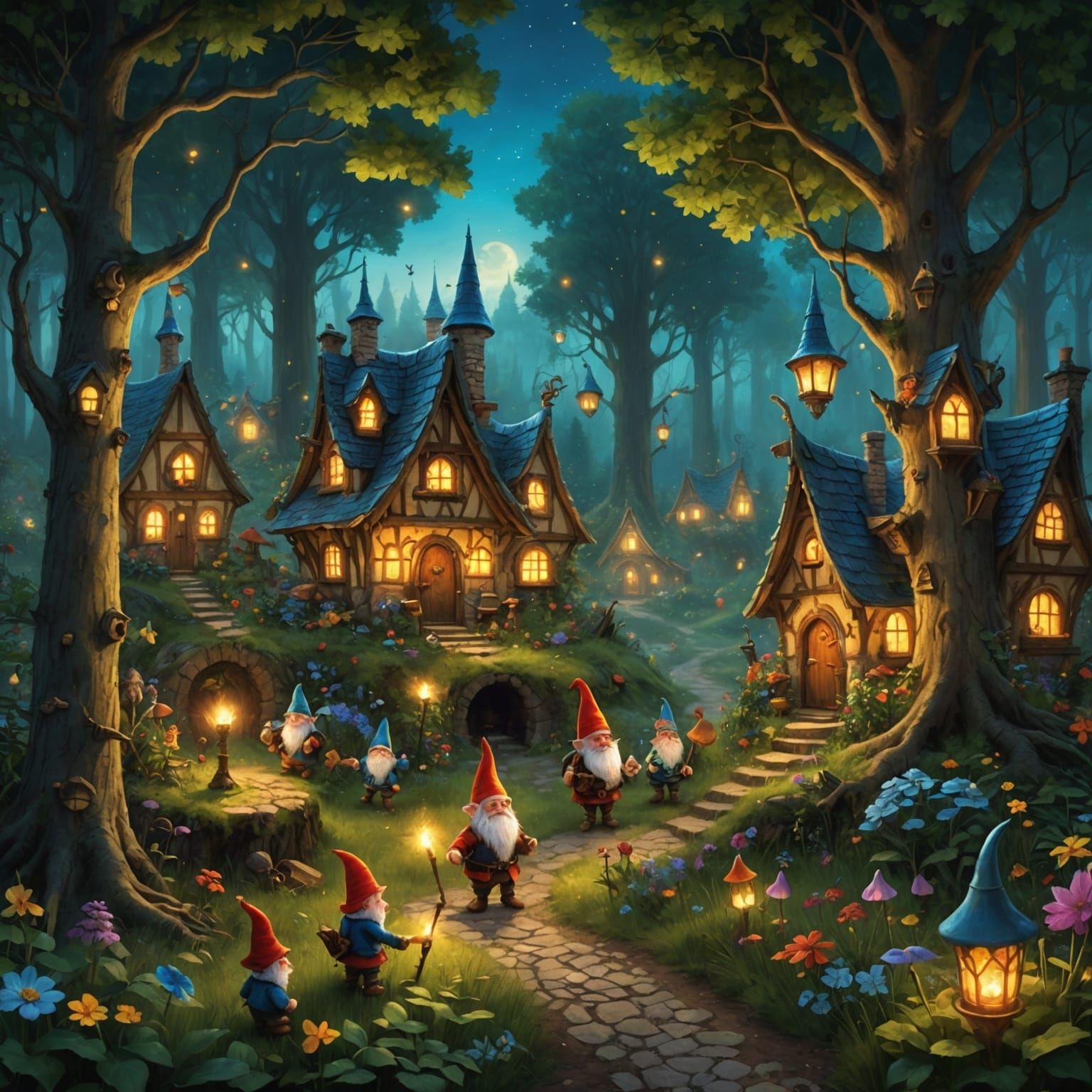 Fairytale Forest Clearing with Gnome Brass Band