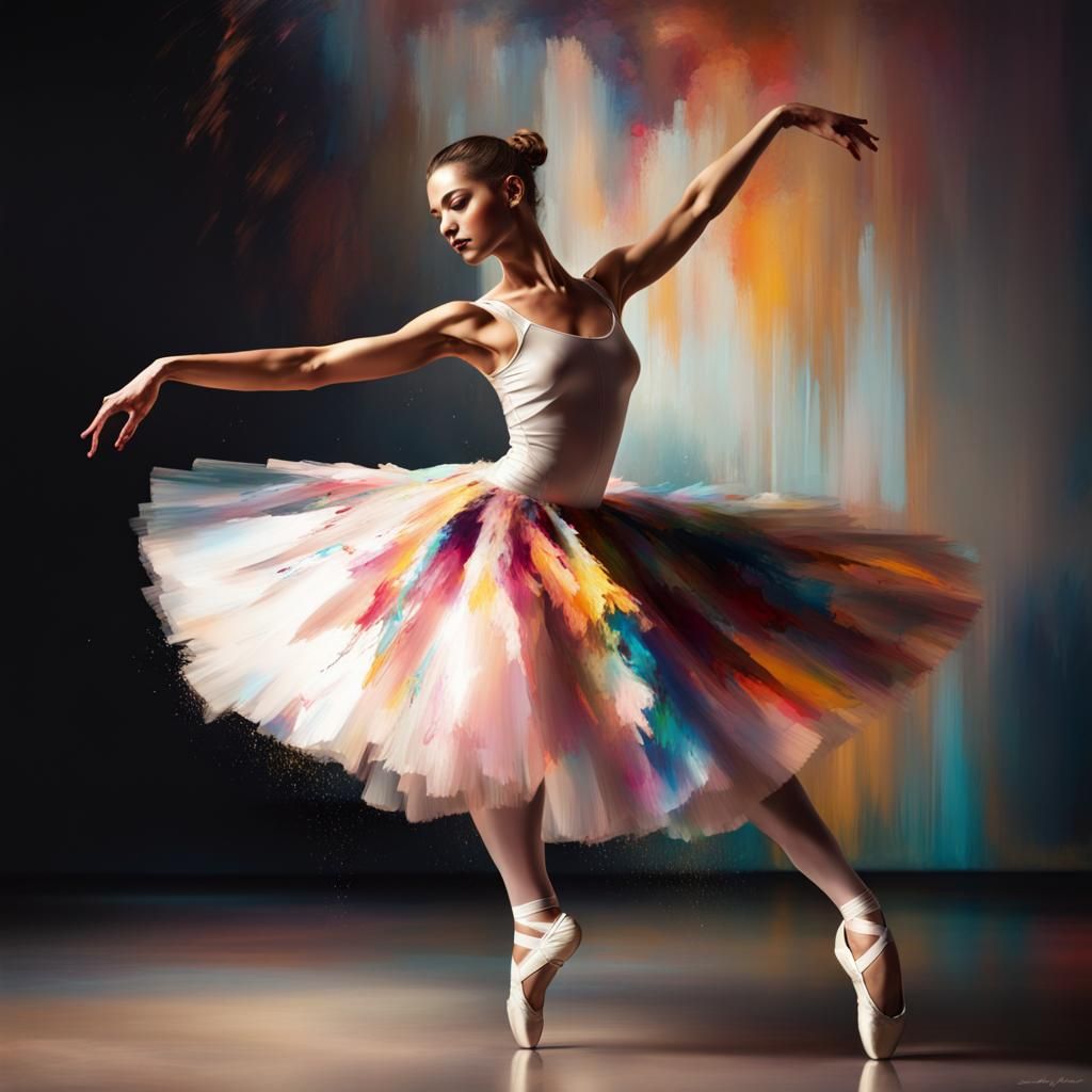Ballerina Dancing: Hyperrealistic Art in Caravaggio Style